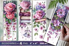 Peony and books bookmark, pile of books, floral peonies Product Image 1