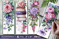Peony and books bookmark, pile of books, floral peonies Product Image 1