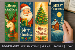 Merry Christmas bookmarks printable sublimation bookmark Product Image 1