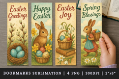 Vintage Easter bookmarks printable sublimation design Product Image 1