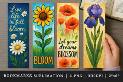 Floral, flowers bookmarks printable sublimation design Product Image 1