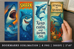 Shark bookmarks printable sublimation bookmark design Product Image 1