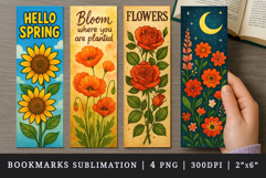 Floral, flowers bookmarks printable sublimation design Product Image 1