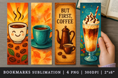 Coffee bookmarks printable sublimation bookmark design Product Image 1
