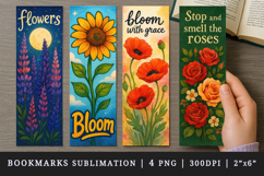 Floral, flowers bookmarks printable sublimation design Product Image 1