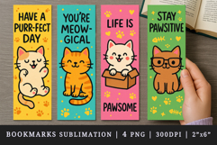 Cute cat bookmarks printable sublimation bookmark design Product Image 1