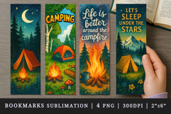 Camping bookmarks printable sublimation bookmark design Product Image 1