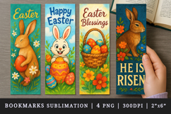 Easter bunny bookmarks printable sublimation bookmark design Product Image 1