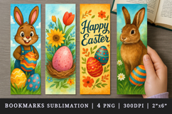 Easter bunny bookmarks printable sublimation bookmark design Product Image 1