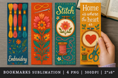 Embroidery bookmarks printable sublimation bookmark design Product Image 1