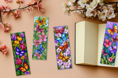 Stained Glass Butterfly and Blooms Printable Bookmarks Product Image 3