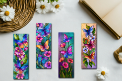 Stained Glass Butterfly and Blooms Printable Bookmarks Product Image 1