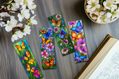 Stained Glass Butterfly and Blooms Printable Bookmarks Product Image 6