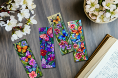 Stained Glass Butterfly and Blooms Printable Bookmarks Product Image 7