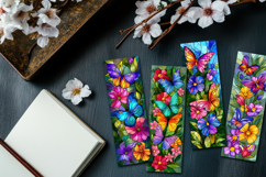 Stained Glass Butterfly and Blooms Printable Bookmarks Product Image 9