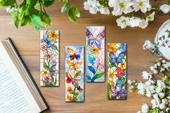 Stained Glass Butterfly and Blooms Printable Bookmarks Product Image 10