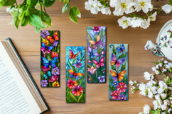 Stained Glass Butterfly and Blooms Printable Bookmarks Product Image 11