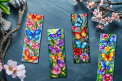 Stained Glass Butterfly and Blooms Printable Bookmarks Product Image 14