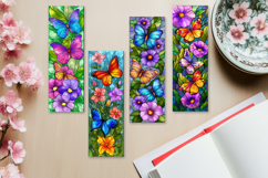 Stained Glass Butterfly and Blooms Printable Bookmarks Product Image 15