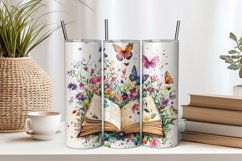 Books and Butterflies 20oz Tumbler Sublimation PNG Product Image 1