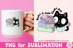 Books and Cats Kinda Day Png, Book Lover Sublimation Design Product Image 3
