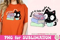 Books and Cats Kinda Day Png, Book Lover Sublimation Design Product Image 4