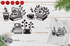 Books and Coffee Cup with Flowers and decorations Product Image 1