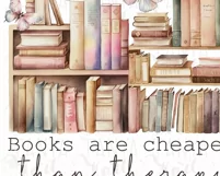 Books Are Cheaper Than Therapy Png Instant Download Product Image 2