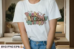 Books Are My Therapy SVG, Book Lover PNG Product Image 3