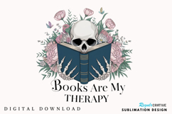 Books Are My Therapy PNG, Funny Book Lover PNG Product Image 1