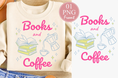 Books &amp; Coffee PNG, Cute Book Lover Sublimation Design Product Image 1