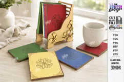 Books Home Decor Laser Cut | Coasters with Holder | CNC Product Image 1
