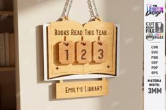 Books Read Tracker SVG - Personalized Wooden Book Counter Product Image 6