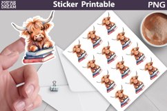 Books Highland Cow Sticker | Book Lover Sticker Product Image 1