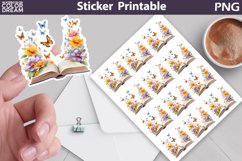 Book Flowers Butterfly Sticker | Book Lover Sticker Product Image 1