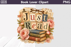 Just Read Clipart | Book Lover Sublimation Product Image 1