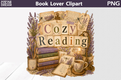 Cozy Reading Clipart | Book Lover Sublimation Product Image 1