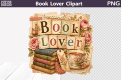 Book Lover Clipart | Floral Reading PNG Product Image 1
