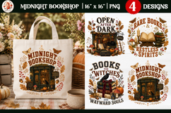 Midnight Bookshop Halloween tote bag | cozy dark academia Product Image 1