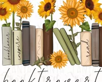 Booktrovert with Sunflowers Png Instant Download Product Image 2