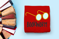 Bookworm Round Glasses Applique Embroidery