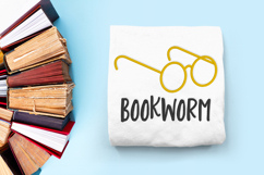 Bookworm Round Glasses Applique Embroidery