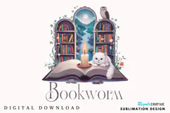 Bookworm, Funny Book Lover PNG, Bookish PNG Product Image 1