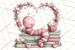 Valentine Reader Worm Clipart, Cute Bookworm Valentine Art Product Image 5