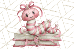 Valentine Reader Worm Clipart, Cute Bookworm Valentine Art Product Image 4