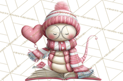 Valentine Reader Worm Clipart, Cute Bookworm Valentine Art Product Image 4