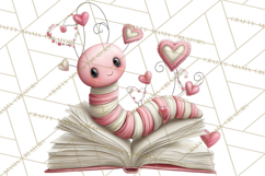 Valentine Reader Worm Clipart, Cute Bookworm Valentine Art Product Image 5