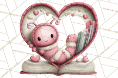 Valentine Reader Worm Clipart, Cute Bookworm Valentine Art Product Image 5