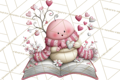 Valentine Reader Worm Clipart, Cute Bookworm Valentine Art Product Image 3