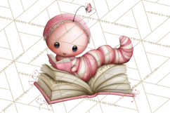 Valentine Reader Worm Clipart, Cute Bookworm Valentine Art Product Image 4